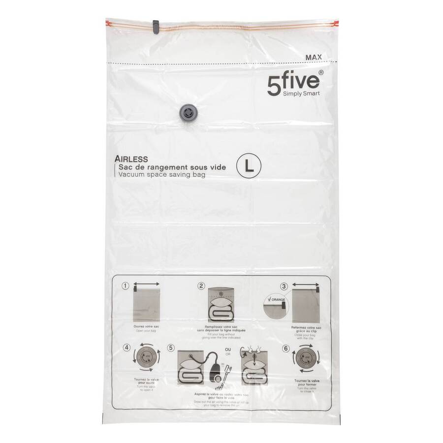 Lot de 4 sacs compresseurs, l.80/120 cm, transparent Airless