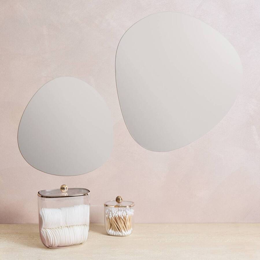 Lot de 2 miroirs adhésifs, d.30/40 cm Miroir