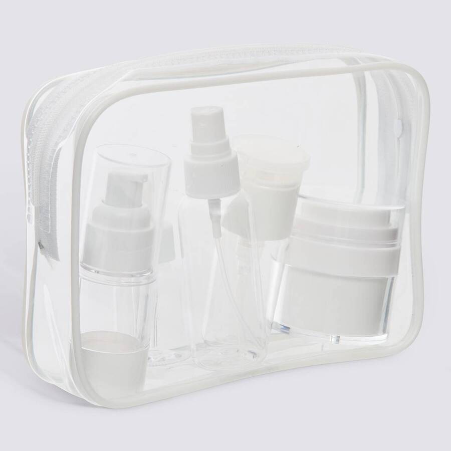 Kit accessoires de voyage, 18x5x13 cm, transparent 