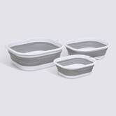 Lot de 3 bassines rétractables, 3/5/10l, gris Retract