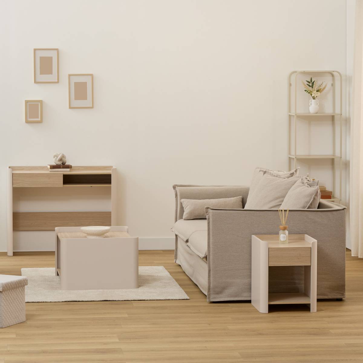 Table basse, blanc ivoire Roundy