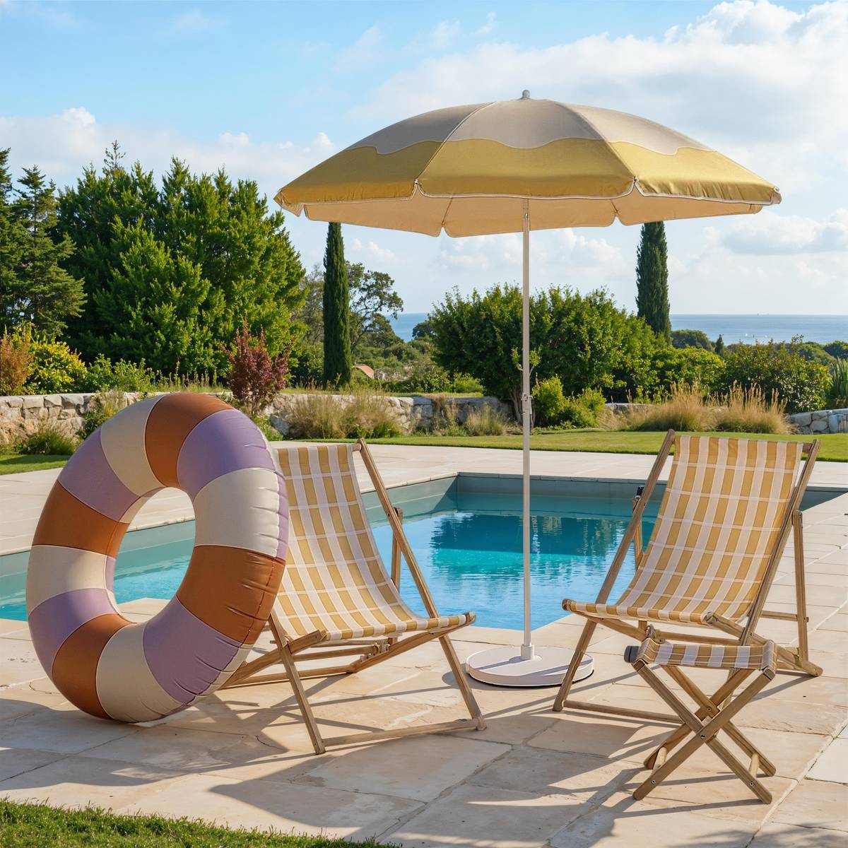 Tabouret pliant, jaune Poolside