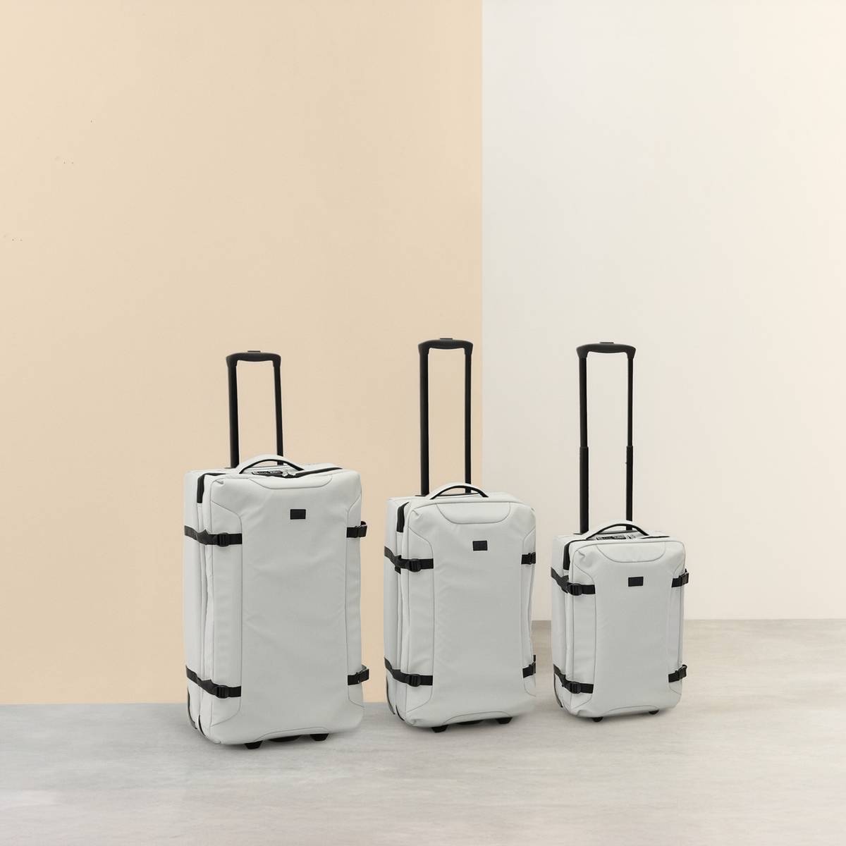 Set de 3 valises souples, 2 roues, fermeture tsa, argile 