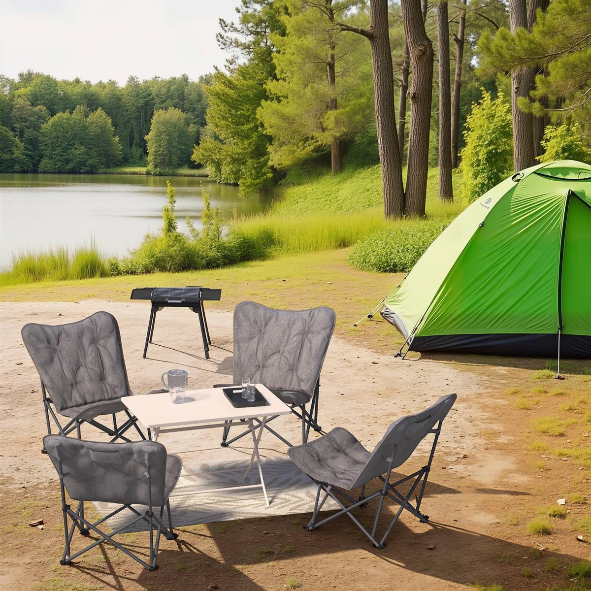 Fauteuil de camping pliant, gris 