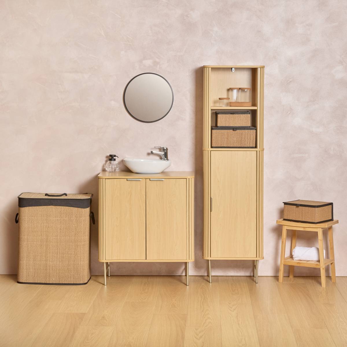 Set de 3 boîtes de rangement, l.25/30/35 cm, noir Stemy