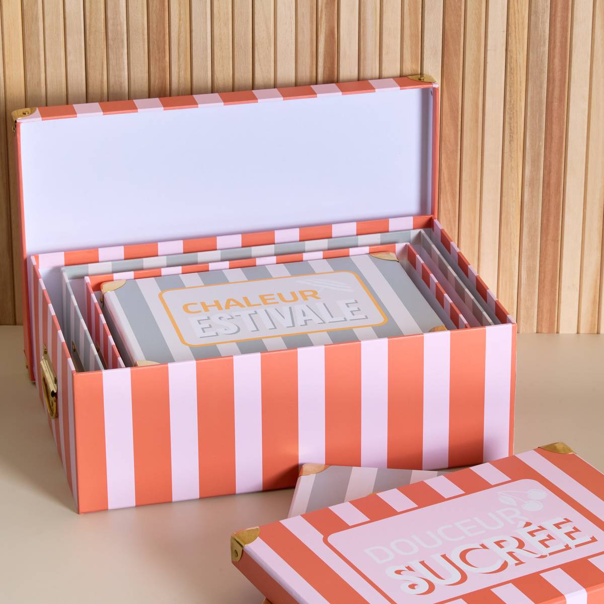 Lot de 4 boîtes de rangement, l.28/31,5/36/40 cm, multicolore Box'