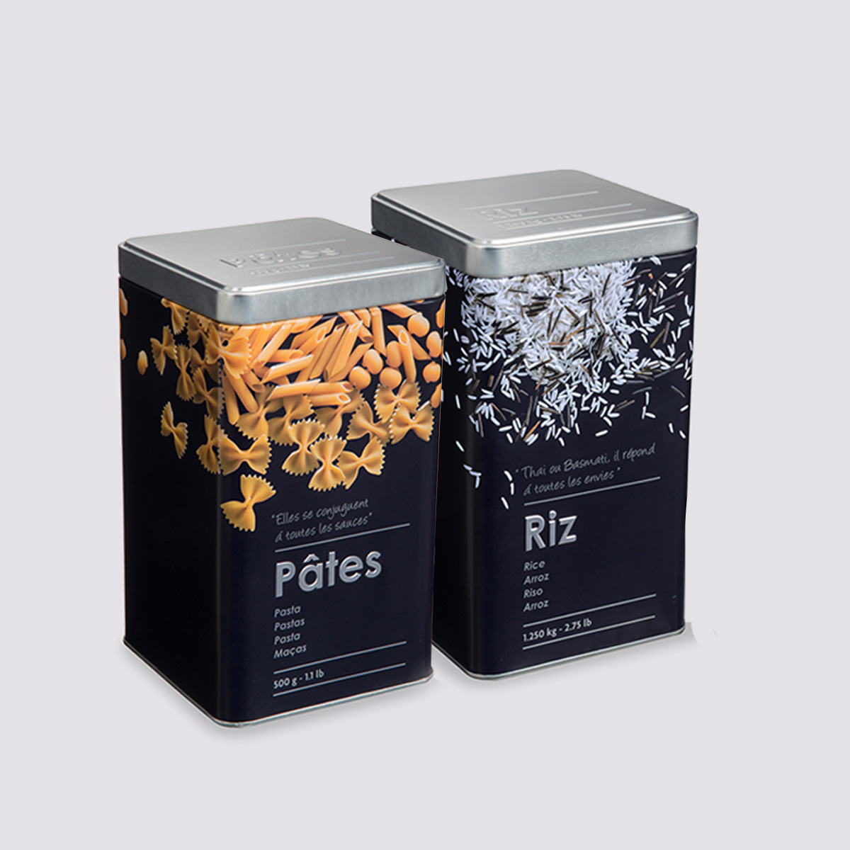 Lot de 2 boîtes de conservation, 0,5/1,2kg Black edition