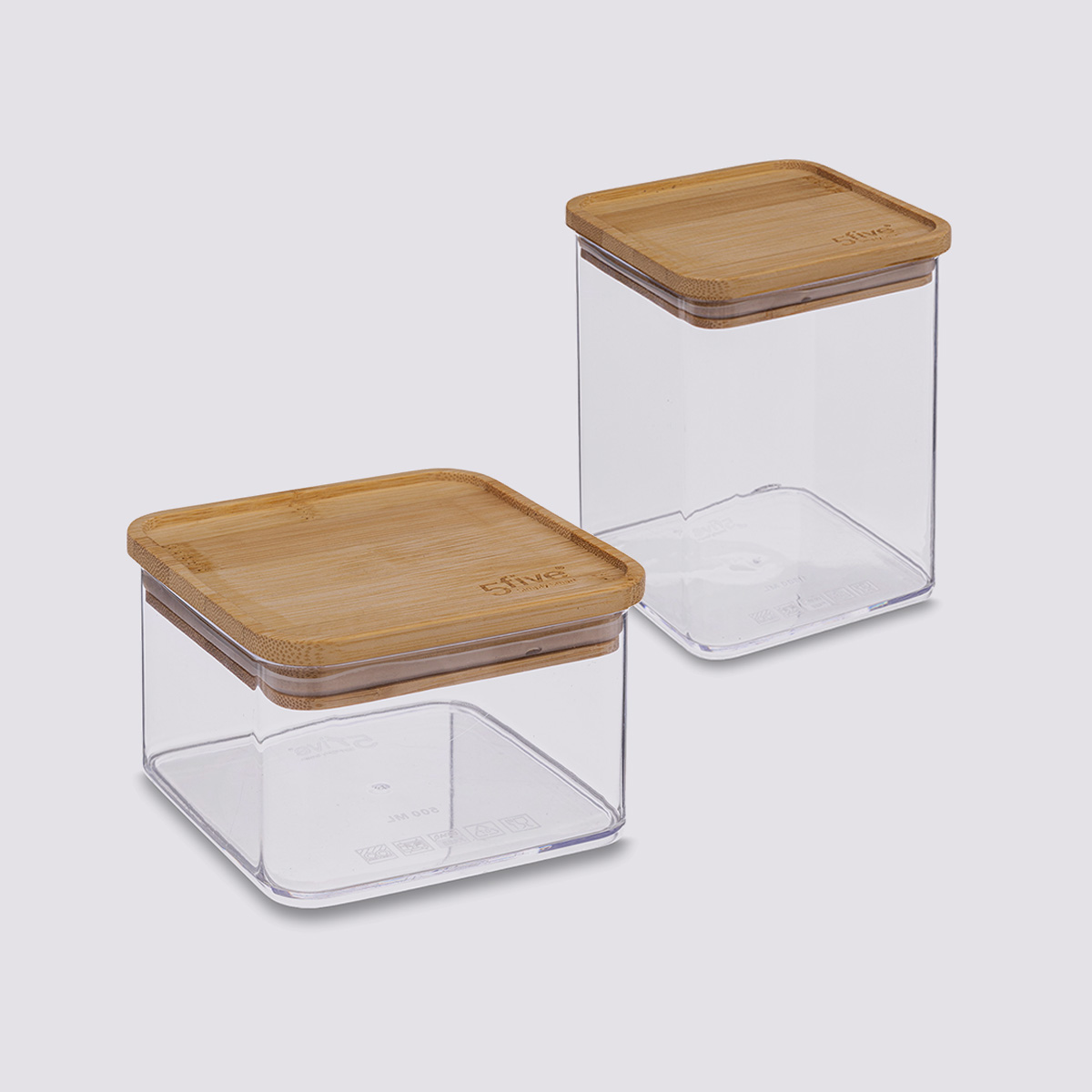 Lot de 2 boîtes de conservation, couvercle bambou, 0,5/1l Eske bambou