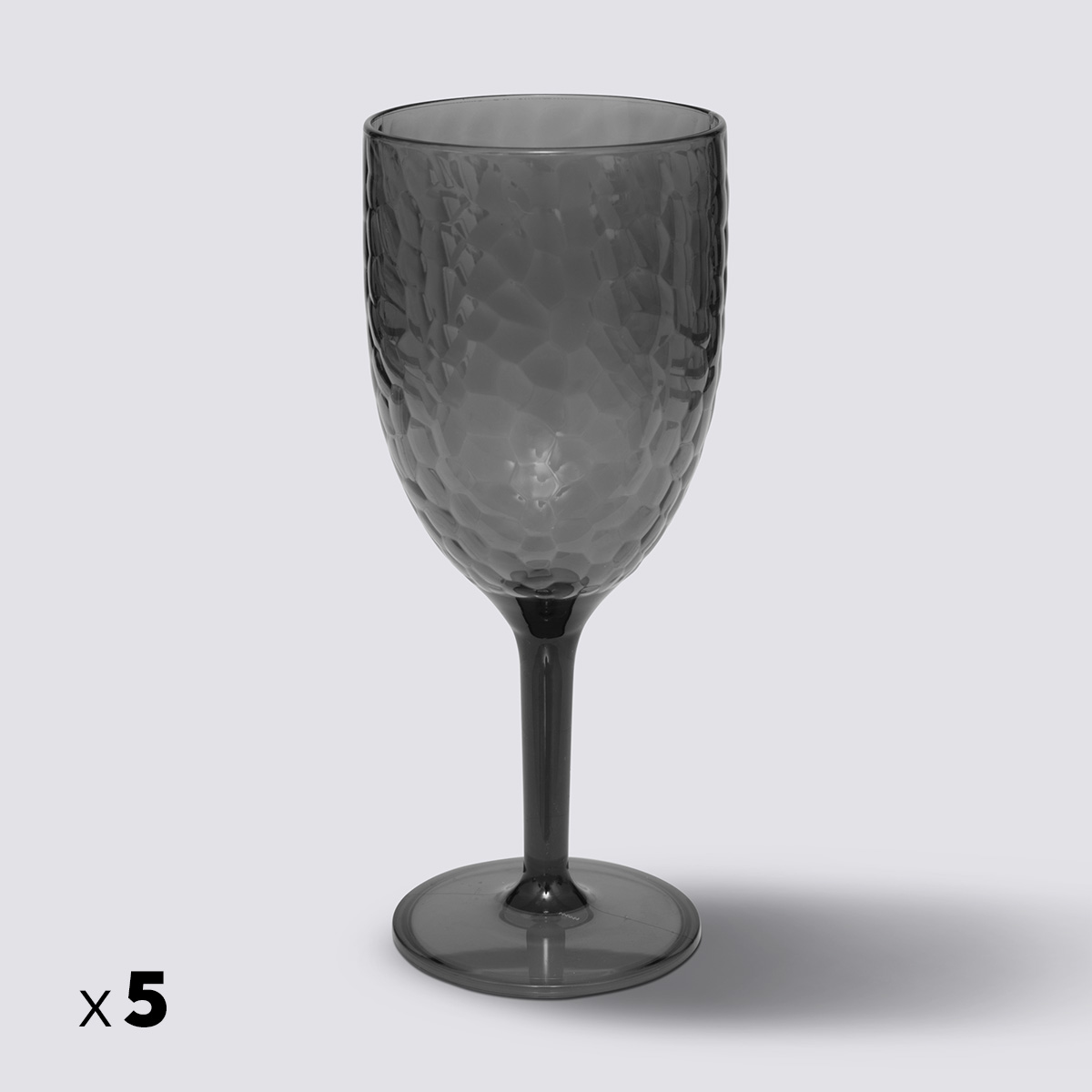 Lot de 5 verres à vin martelés, gris charbon Estiva