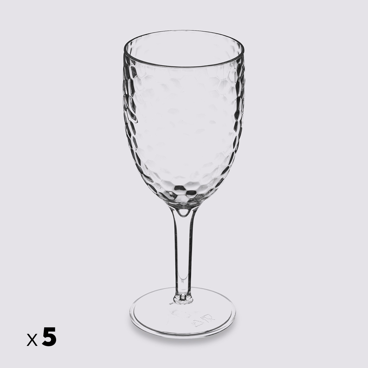 Lot de 5 verres à vin martelés, transparent Estiva