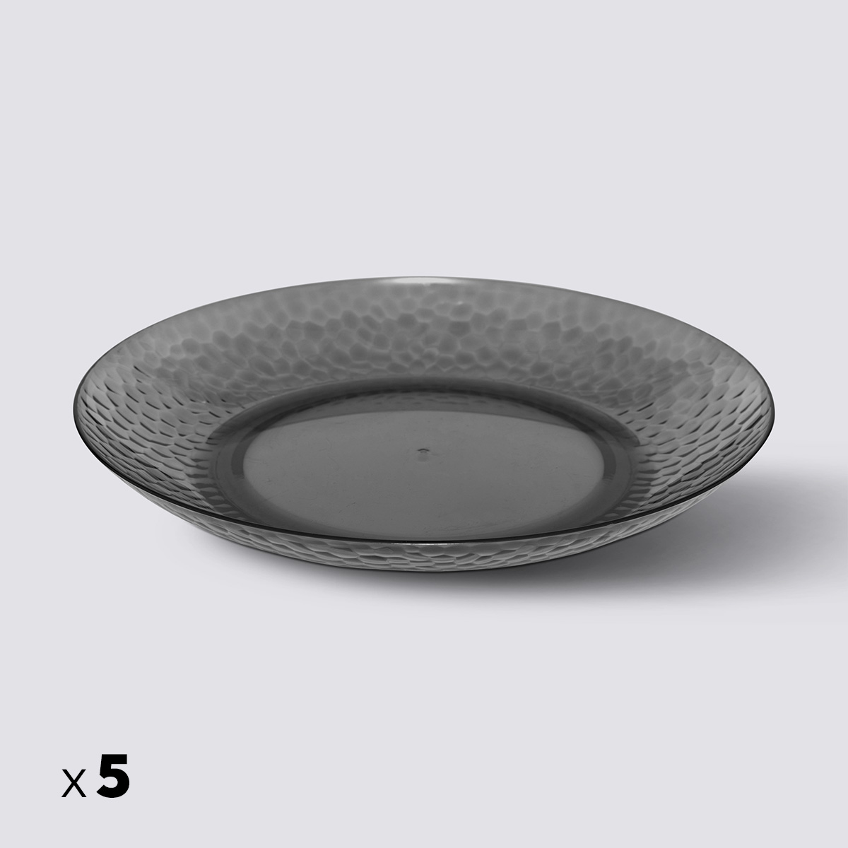 Lot de 5 assiettes, d.27 cm, gris charbon Estiva