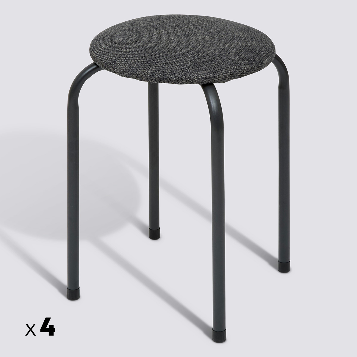 Lot de 4 tabourets empilables, gris Flexy plus