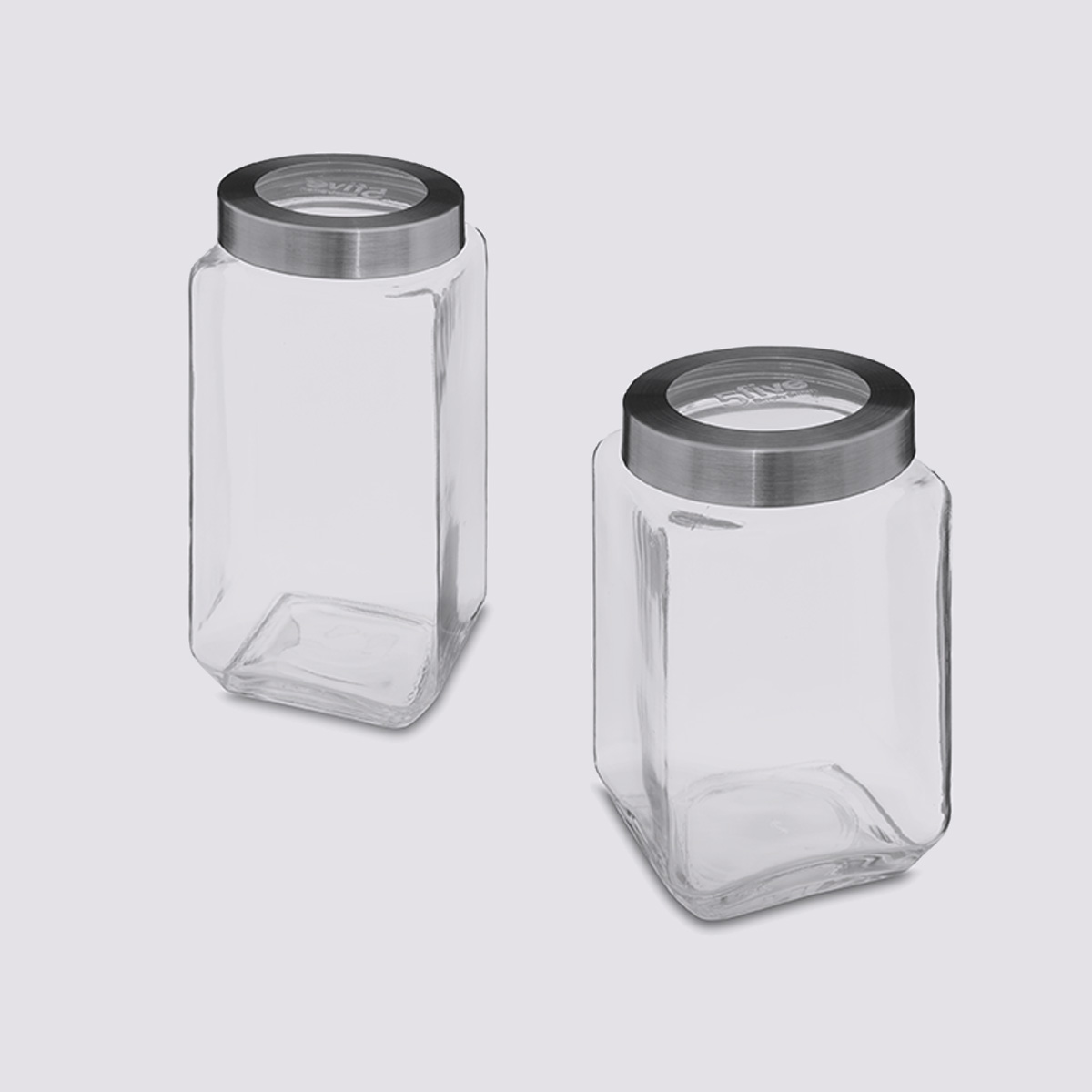Lot de 2 bocaux, verre, couvercle contour acier, 1,6/2l Miro