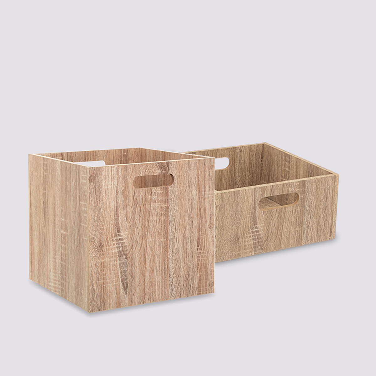Lot de 2 paniers de rangement, effet chêne naturel, plusieurs dimensions Mix'n modul