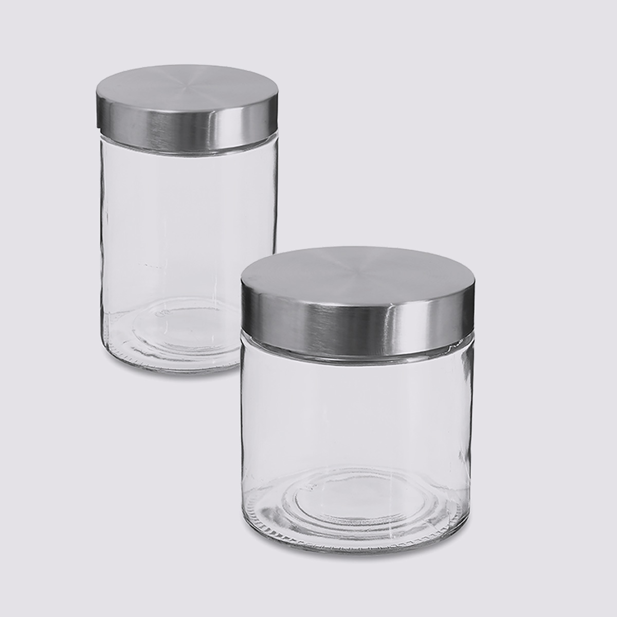 Lot de 2 bocaux, verre et inox, 0,75/1,2l Nixo