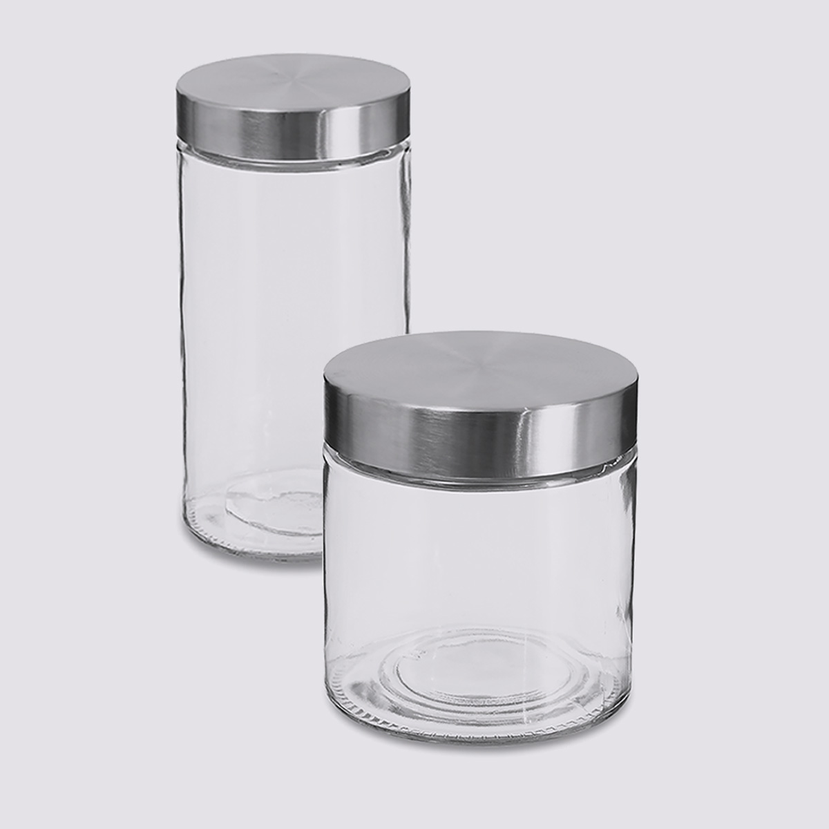 Lot de 2 bocaux, verre, couvercle inox, 0,75/1l Nixo