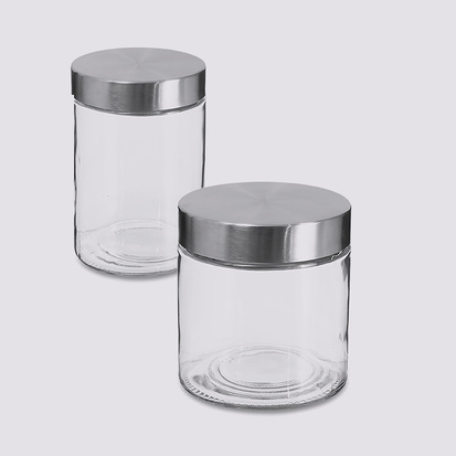Lot de 2 bocaux, verre et inox, 0,75/1,2l Nixo