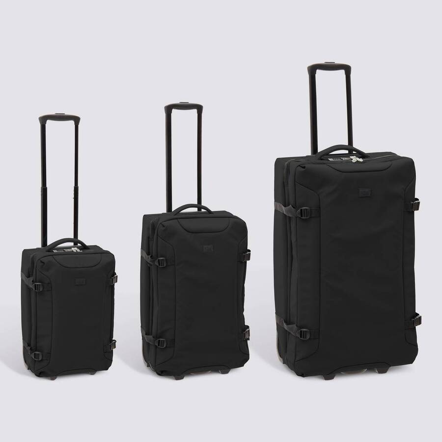 Set de 3 valises souples, 2 roues, fermeture tsa, noir 