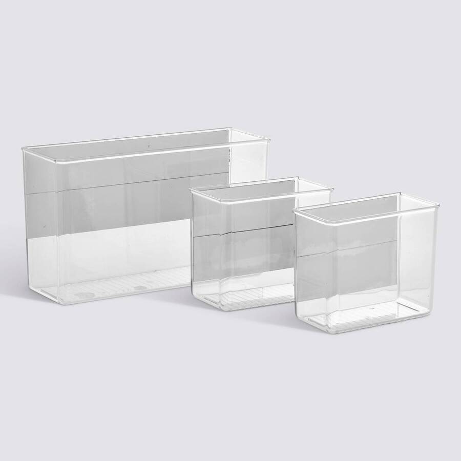 Lot de 3 organiseurs aimantés, l.28/7,5 cm, transparent Lino