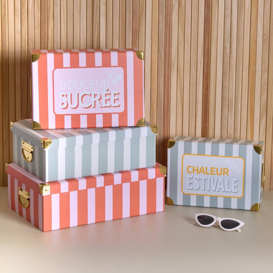 Lot de 4 boîtes de rangement, l.28/31,5/36/40 cm, multicolore Box'