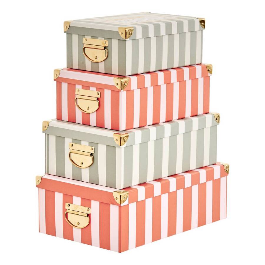 Lot de 4 boîtes de rangement, l.28/31,5/36/40 cm, multicolore Box'