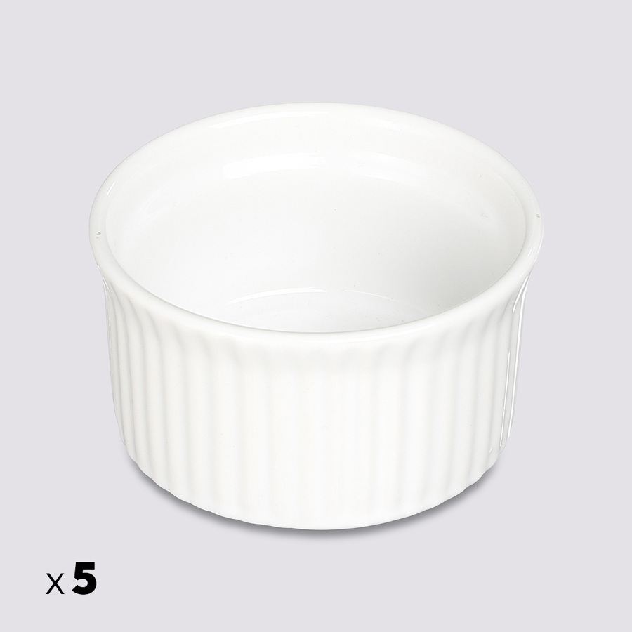 Lot de 5 ramequins, d.9 cm, céramique, blanc 