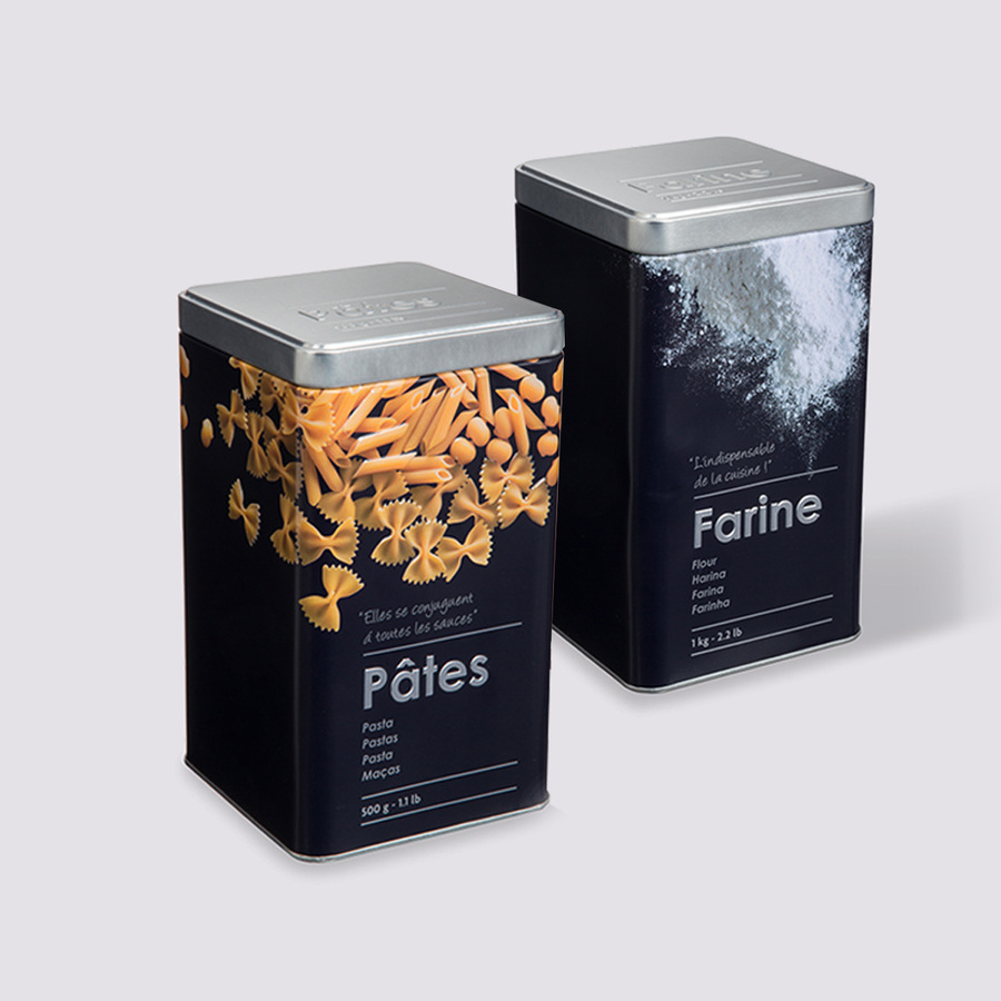 Lot de 2 boîtes de conservation, 0,5/1kg Black edition