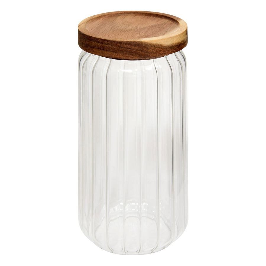 Lot de 3 bocaux, verre, couvercle acacia, 0,3/0,5/1l Harmony