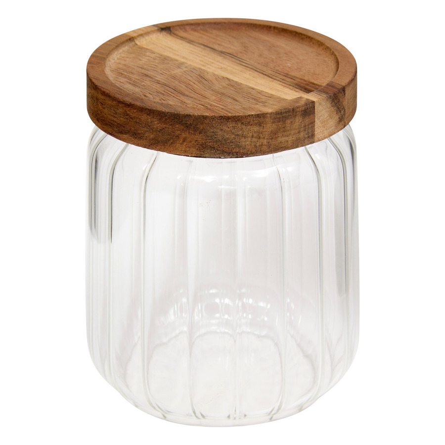 Lot de 3 bocaux, verre, couvercle acacia, 0,3/0,5/1l Harmony