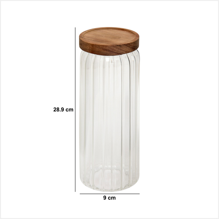 Lot de 3 bocaux, verre, couvercle acacia 0,5/1/1,4l Harmony