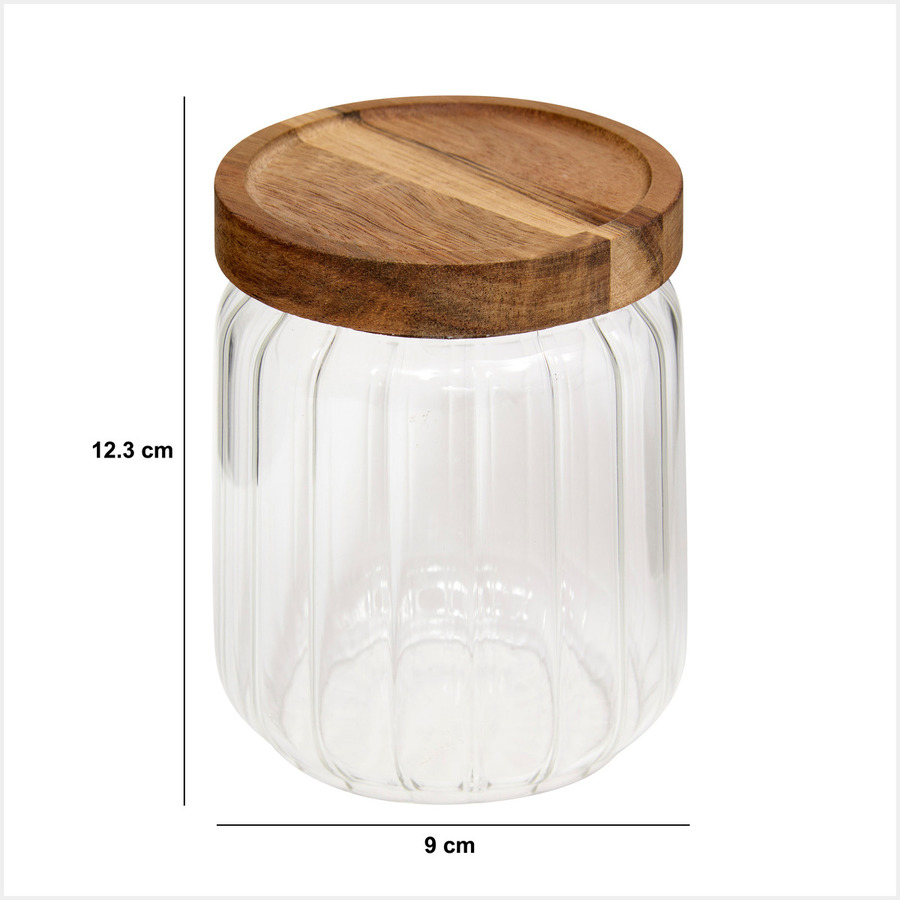 Lot de 3 bocaux, verre, couvercle acacia 0,5/1/1,4l Harmony