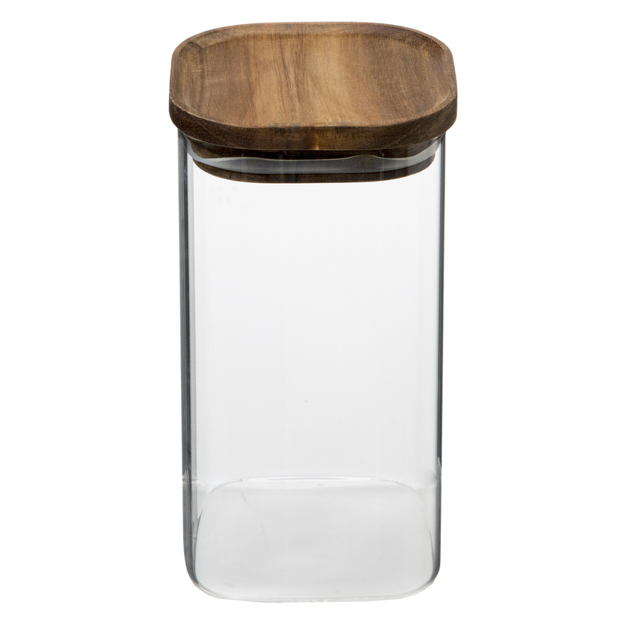 Lot de 2 bocaux, verre, couvercle acacia, 1/1,6l Hermet