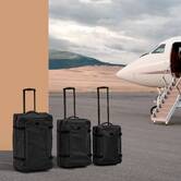 Set de 3 valises souples, 2 roues, fermeture tsa, noir 