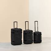 Set de 3 valises souples, 2 roues, fermeture tsa, noir 