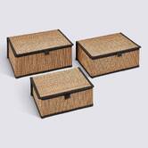 Set de 3 boîtes de rangement, l.25/30/35 cm, noir Stemy