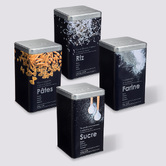 Lot de 4 boîtes de conservation, 0,5/1/1,2/1,5kg Black edition