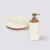 Kit de 2 accessoires de salle de bain, effet travertin Come