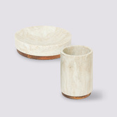 Kit de 2 accessoires de salle de bain, effet travertin Come