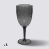Lot de 5 verres à vin martelés, gris charbon Estiva