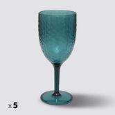 Lot de 5 verres à vin martelés, bleu pétrole Estiva