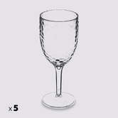 Lot de 5 verres à vin martelés, transparent Estiva