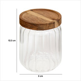 Lot de 3 bocaux, verre, couvercle acacia 0,5/1/1,4l Harmony