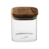 Lot de 2 bocaux, verre, couvercle acacia, 0,6/1l Hermet