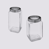 Lot de 2 bocaux, verre, couvercle contour acier, 1,6/2l Miro