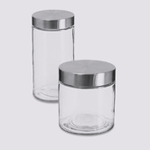 Lot de 2 bocaux, verre, couvercle inox, 0,75/1l Nixo
