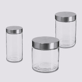 Lot de 3 bocaux, verre, couvercle inox, 0,75/1,2/1,7l Nixo