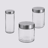 Lot de 3 bocaux, verre, couvercle inox, 0,75/1,2/2l Nixo
