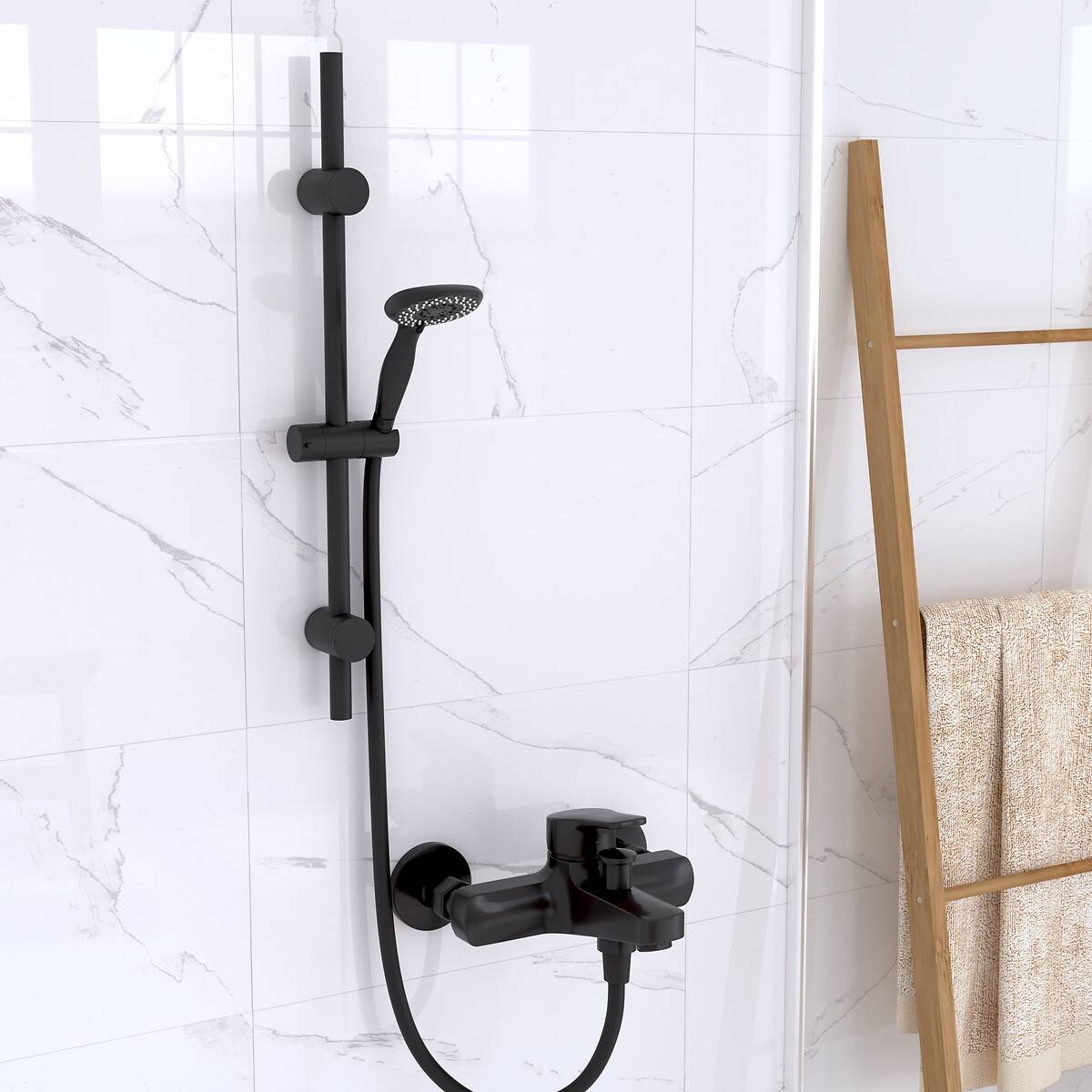 Colonne de douche, 3 pièces, h.73,5 cm, noir 