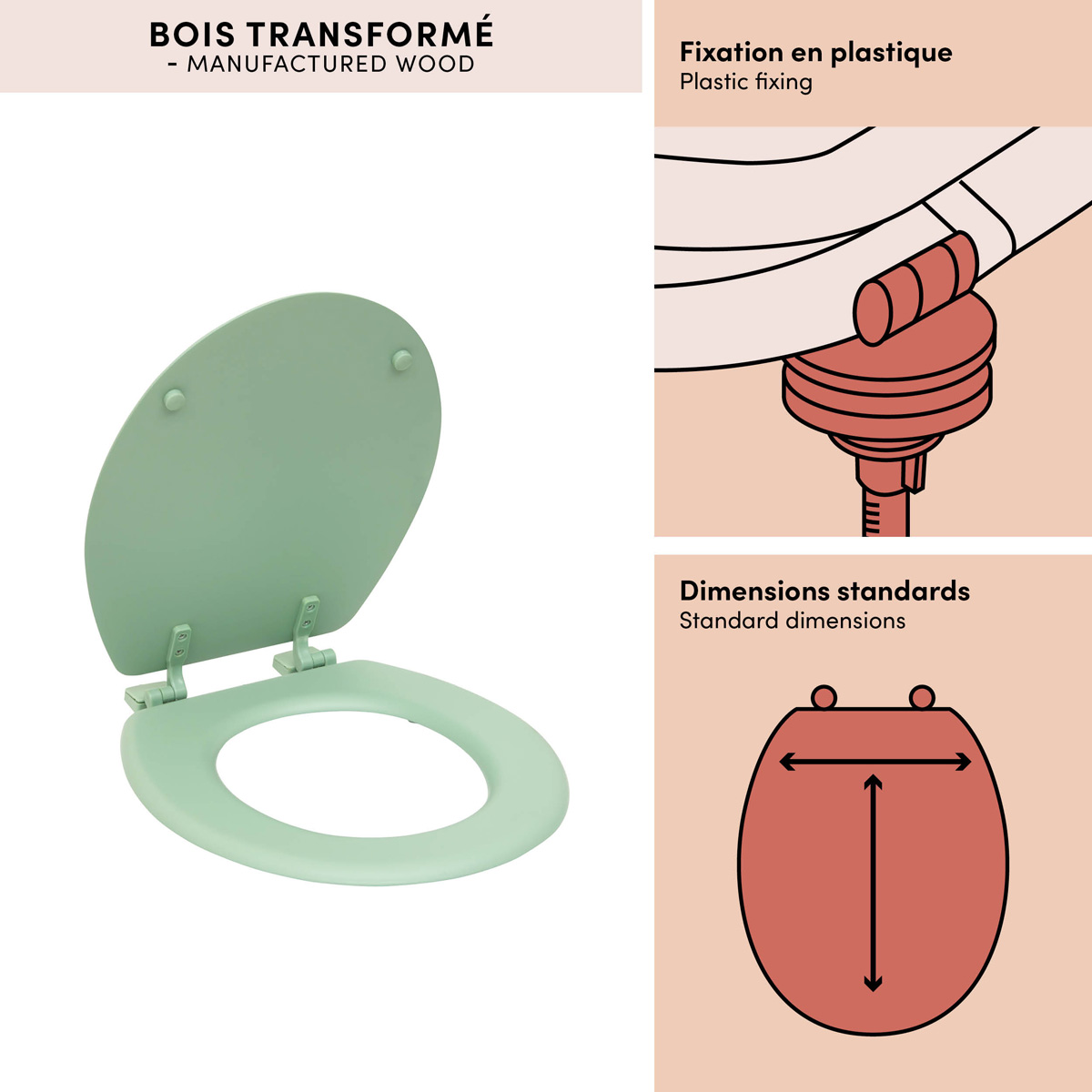 Abattant wc, vert céladon Colorama