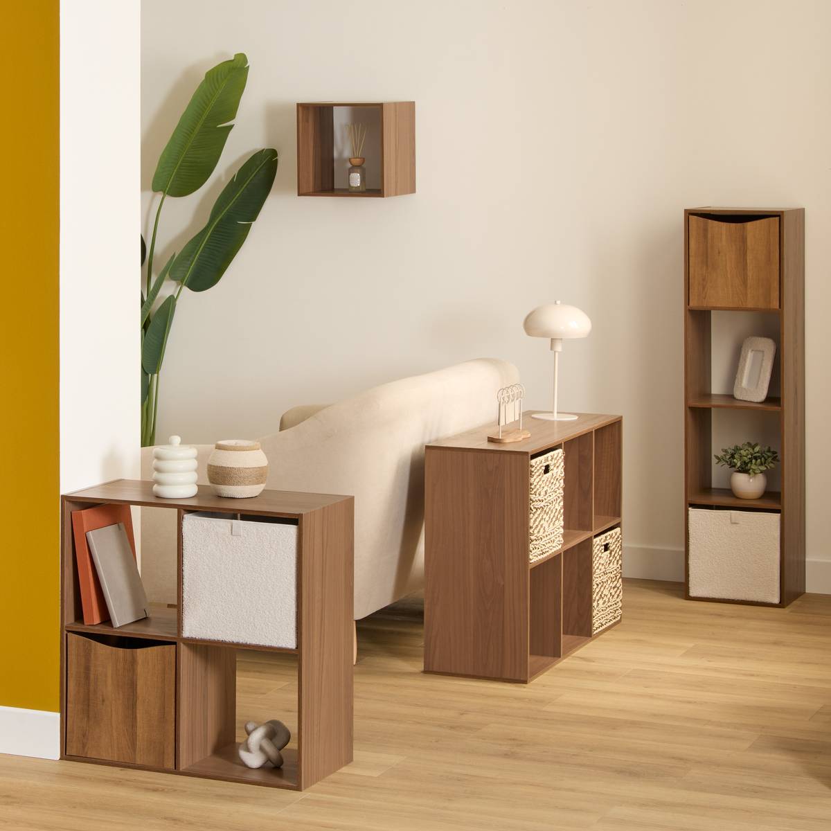Étagère 3 cases, 34,5x32 cm, marron Mix'n modul